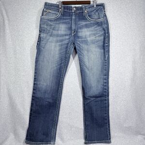 Ariat Jeans Mens 38x36 (Fits 38x35) Blue Bootcut Relaxed Med Wash Denim Cowboy